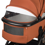 Carucior 3 in 1, Lionelo, Layla, Pana la 22 kg, Cadru aluminiu, Cu landou intarit si salteluta din spuma AirDots, Cu scoica auto testata ADAC, Reversibil, Cu ventilatie 3D, Cu accesorii, EN1888-1, EN1888-2, EN1466, Maro