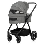 Carucior 3 in 1, Lionelo, Meril, Cu landou de dimensiune XL, Reversibil, Cu scoica auto testata ADAC, Cu accesorii, Pana la 22 kg, Conform cu EN1888-1 EN1888-2, EN1466, Gri