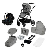 Carucior 3 in 1, Lionelo, Meril, Cu landou de dimensiune XL, Reversibil, Cu scoica auto testata ADAC, Cu accesorii, Pana la 22 kg, Conform cu EN1888-1 EN1888-2, EN1466, Gri
