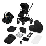 Carucior 3 in 1, Lionelo, Meril, Cu landou de dimensiune XL, Reversibil, Cu scoica auto testata ADAC, Cu accesorii, Pana la 22 kg, Conform cu EN1888-1 EN1888-2, EN1466, Negru