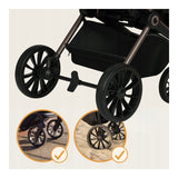 Carucior 3 in 1, Lionelo, Mika Plus, Cadru din aluminiu, Cu landou intarit si salteluta moale, Cu scoica auto testata ADAC, Reversibil, Cu sistem de ventilatie 3D, Cu accesorii, Pana la 22 kg, EN1888-1 EN1888-2 EN1466 ECE R129, Mocha Mousse