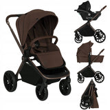 Carucior 3 in 1, Lionelo, Mika Plus, Cadru din aluminiu, Cu landou intarit si salteluta moale, Cu scoica auto testata ADAC, Reversibil, Cu sistem de ventilatie 3D, Cu accesorii, Pana la 22 kg, EN1888-1 EN1888-2 EN1466 ECE R129, Mocha Mousse