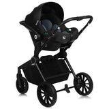 Carucior 3 in 1, Lionelo, Mika Plus, Cadru din aluminiu, Cu landou intarit si salteluta moale, Cu scoica auto testata ADAC, Reversibil, Cu sistem de ventilatie 3D, Cu accesorii, Pana la 22 kg, EN1888-1 EN1888-2 EN1466 ECE R129, Negru