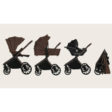 Carucior 3 in 1, Lionelo, Mika Plus, Cadru din aluminiu, Cu landou intarit si salteluta moale, Cu scoica auto testata ADAC, Reversibil, Cu sistem de ventilatie 3D, Cu accesorii, Pana la 22 kg, EN1888-1 EN1888-2 EN1466 ECE R129, Mocha Mousse