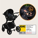 Carucior 3 in 1, Lionelo, Mika Plus, Cadru din aluminiu, Cu landou intarit si salteluta moale, Cu scoica auto testata ADAC, Reversibil, Cu sistem de ventilatie 3D, Cu accesorii, Pana la 22 kg, EN1888-1 EN1888-2 EN1466 ECE R129, Maro