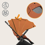 Carucior 3 in 1, Lionelo, Mika Plus, Cadru din aluminiu, Cu landou intarit si salteluta moale, Cu scoica auto testata ADAC, Reversibil, Cu sistem de ventilatie 3D, Cu accesorii, Pana la 22 kg, EN1888-1 EN1888-2 EN1466 ECE R129, Maro