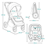 Carucior 3 in 1, Lionelo, Mika Plus, Cadru din aluminiu, Cu landou intarit si salteluta moale, Cu scoica auto testata ADAC, Reversibil, Cu sistem de ventilatie 3D, Cu accesorii, Pana la 22 kg, EN1888-1 EN1888-2 EN1466 ECE R129, Maro