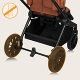 Carucior 3 in 1, Lionelo, Mika Plus, Cadru din aluminiu, Cu landou intarit si salteluta moale, Cu scoica auto testata ADAC, Reversibil, Cu sistem de ventilatie 3D, Cu accesorii, Pana la 22 kg, EN1888-1 EN1888-2 EN1466 ECE R129, Maro