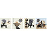 Carucior 3 in 1, Lionelo, Mika Plus, Cadru din aluminiu, Cu landou intarit si salteluta moale, Cu scoica auto testata ADAC, Reversibil, Cu sistem de ventilatie 3D, Cu accesorii, Pana la 22 kg, EN1888-1 EN1888-2 EN1466 ECE R129, Gri