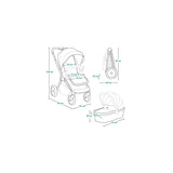 Carucior 3 in 1, Lionelo, Mika Plus, Cadru din aluminiu, Cu landou intarit si salteluta moale, Cu scoica auto testata ADAC, Reversibil, Cu sistem de ventilatie 3D, Cu accesorii, Pana la 22 kg, EN1888-1 EN1888-2 EN1466 ECE R129, Gri