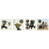 Carucior 3 in 1, Lionelo, Mika Plus, Cadru din aluminiu, Cu landou intarit si salteluta moale, Cu scoica auto testata ADAC, Reversibil, Cu sistem de ventilatie 3D, Cu accesorii, Pana la 22 kg, EN1888-1 EN1888-2 EN1466 ECE R129, Verde