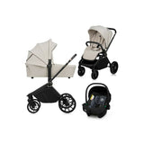 Carucior 3 in 1, Lionelo, Mika Plus, Cadru din aluminiu, Cu landou intarit si salteluta moale, Cu scoica auto testata ADAC, Reversibil, Cu sistem de ventilatie 3D, Cu accesorii, Pana la 22 kg, EN1888-1 EN1888-2 EN1466 ECE R129, Bej