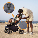 Carucior 3 in 1, Lionelo, Mika Plus, Cadru din aluminiu, Cu landou intarit si salteluta moale, Cu scoica auto testata ADAC, Reversibil, Cu sistem de ventilatie 3D, Cu accesorii, Pana la 22 kg, EN1888-1 EN1888-2 EN1466 ECE R129, Gri