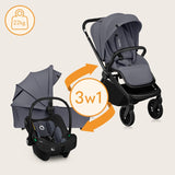 Carucior 3 in 1, Lionelo, Mika Plus, Cadru din aluminiu, Cu landou intarit si salteluta moale, Cu scoica auto testata ADAC, Reversibil, Cu sistem de ventilatie 3D, Cu accesorii, Pana la 22 kg, EN1888-1 EN1888-2 EN1466 ECE R129, Gri