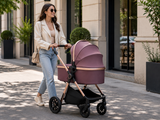 Carucior 3 in 1 Kidilo H2D+C Premium cu Landou, Parte Sport si Scoica Auto, Include saculet de picioare, Geanta pentru parinti, Sustine 22 kg, Mov