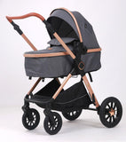 Carucior 3 in 1 Kidilo H2D+C Premium cu Landou, Parte Sport si Scoica Auto, Include saculet de picioare, Geanta pentru parinti, Sustine 22 kg, Gri