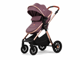 Carucior 3 in 1 Kidilo H2D+C Premium cu Landou, Parte Sport si Scoica Auto, Include saculet de picioare, Geanta pentru parinti, Sustine 22 kg, Mov