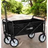 Carucior pliabil, FreeON, Pentru transportul diferitelor obiecte atat in casa, cat si in vacanta, Cu 2 buzunare, Maner reglabil 71-101 cm, Pana la 100 kg, 95x54x101 cm, Black