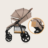 Carucior sport, Lionelo, Annet Plus, De la nastere, Cu accesorii si capotina XXL reglabila, 0 - 22 Kg, Conform cu standardele europene de securitate EN1888-1 si EN1888-2, Bej