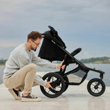 Carucior sport, Lionelo, Azura, Cu 3 roti, Cu baldachin XXL impermeabil, Pliere compacta, Pana la 22 kg, 6-48 luni, Conform cu standardele europene de securitate EN1888-1 si EN1888-2, Negru