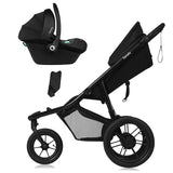 Carucior sport, Lionelo, Azura, Cu 3 roti, Cu baldachin XXL impermeabil, Pliere compacta, Pana la 22 kg, 6-48 luni, Conform cu standardele europene de securitate EN1888-1 si EN1888-2, Negru