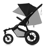 Carucior sport, Lionelo, Azura, Cu 3 roti, Cu baldachin XXL impermeabil, Pliere compacta, Pana la 22 kg, 6-48 luni, Conform cu standardele europene de securitate EN1888-1 si EN1888-2, Negru