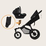 Carucior sport, Lionelo, Azura, Cu 3 roti, Cu baldachin XXL impermeabil, Pliere compacta, Pana la 22 kg, 6-48 luni, Conform cu standardele europene de securitate EN1888-1 si EN1888-2, Negru