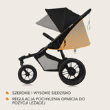 Carucior sport, Lionelo, Azura, Cu 3 roti, Cu baldachin XXL impermeabil, Pliere compacta, Pana la 22 kg, 6-48 luni, Conform cu standardele europene de securitate EN1888-1 si EN1888-2, Negru