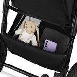 Carucior sport, Lionelo, Azura, Cu 3 roti, Cu baldachin XXL impermeabil, Pliere compacta, Pana la 22 kg, 6-48 luni, Conform cu standardele europene de securitate EN1888-1 si EN1888-2, Negru