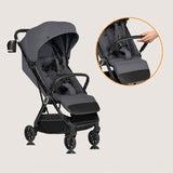 Carucior sport, Lionelo, Bess, Greutate redusa - 7.5 kg, Sustine 22 kg, 6 luni+, Capotina impermeabila, Protectie SPF 50+, Include suport sticla, Pliere cu o singura mana, Compact, Maner pentru transport, Conform cu EN1888-1 si EN1888-2, Gri