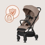 Carucior sport, Lionelo, Bess, Greutate redusa - 7.5 kg, Sustine 22 kg, 6 luni+, Capotina impermeabila, Protectie SPF 50+, Include suport sticla, Pliere cu o singura mana, Compact, Maner pentru transport, Conform cu EN1888-1 si EN1888-2, Bej