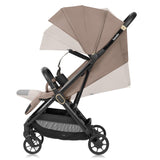 Carucior sport, Lionelo, Bess, Greutate redusa - 7.5 kg, Sustine 22 kg, 6 luni+, Capotina impermeabila, Protectie SPF 50+, Include suport sticla, Pliere cu o singura mana, Compact, Maner pentru transport, Conform cu EN1888-1 si EN1888-2, Bej