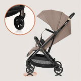 Carucior sport, Lionelo, Bess, Greutate redusa - 7.5 kg, Sustine 22 kg, 6 luni+, Capotina impermeabila, Protectie SPF 50+, Include suport sticla, Pliere cu o singura mana, Compact, Maner pentru transport, Conform cu EN1888-1 si EN1888-2, Bej