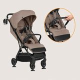 Carucior sport, Lionelo, Bess, Greutate redusa - 7.5 kg, Sustine 22 kg, 6 luni+, Capotina impermeabila, Protectie SPF 50+, Include suport sticla, Pliere cu o singura mana, Compact, Maner pentru transport, Conform cu EN1888-1 si EN1888-2, Bej