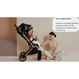 Carucior sport, Lionelo, Cloe, Cu accesorii, Cadru din aluminiu, Pana la 22 kg, Usor, Pliere compacta pentru avion, cu o singura mana, Ideal pentru toate tipurile de suprafete, 6 luni+, Black Onyx