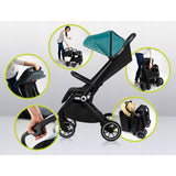 Carucior sport, Lionelo, Cloe, Cu accesorii, Cadru din aluminiu, Pana la 22 kg, Usor, Pliere compacta pentru avion, cu o singura mana, Ideal pentru toate tipurile de suprafete, 6 luni+, Verde Smarald
