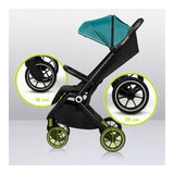 Carucior sport, Lionelo, Cloe, Cu accesorii, Cadru din aluminiu, Pana la 22 kg, Usor, Pliere compacta pentru avion, cu o singura mana, Ideal pentru toate tipurile de suprafete, 6 luni+, Verde Smarald