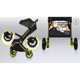 Carucior sport, Lionelo, Cloe, Cu accesorii, Cadru din aluminiu, Pana la 22 kg, Usor, Pliere compacta pentru avion, cu o singura mana, Ideal pentru toate tipurile de suprafete, 6 luni+, Verde Smarald