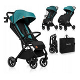 Carucior sport, Lionelo, Cloe, Cu accesorii, Cadru din aluminiu, Pana la 22 kg, Usor, Pliere compacta pentru avion, cu o singura mana, Ideal pentru toate tipurile de suprafete, 6 luni+, Verde Smarald