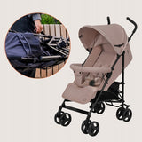 Carucior sport, Lionelo, Elia, Cu plasa de tantari, Suport de picioare reglabil, Spatar ajustabil in 4 pozitii, Capotina XXL, Pliere tip umbrela, Capacitate 15 kg, 6 luni+, EN 1888, Bej Taupe