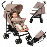 Carucior sport, Lionelo, Elia, Cu plasa de tantari, Suport de picioare reglabil, Spatar ajustabil in 4 pozitii, Capotina XXL, Pliere tip umbrela, Capacitate 15 kg, 6 luni+, EN 1888, Bej Taupe