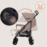 Carucior sport, Lionelo, Elia, Cu plasa de tantari, Suport de picioare reglabil, Spatar ajustabil in 4 pozitii, Capotina XXL, Pliere tip umbrela, Capacitate 15 kg, 6 luni+, EN 1888, Bej Taupe