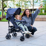 Carucior sport, Lionelo, Elia, Cu plasa de tantari, Suport de picioare reglabil, Spatar ajustabil in 4 pozitii, Capotina XXL, Pliere tip umbrela, Capacitate 15 kg, 6 luni+, EN 1888, Verde grafit