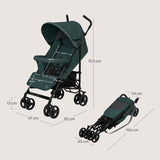 Carucior sport, Lionelo, Elia, Cu plasa de tantari, Suport de picioare reglabil, Spatar ajustabil in 4 pozitii, Capotina XXL, Pliere tip umbrela, Capacitate 15 kg, 6 luni+, EN 1888, Verde grafit