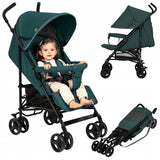 Carucior sport, Lionelo, Elia, Cu plasa de tantari, Suport de picioare reglabil, Spatar ajustabil in 4 pozitii, Capotina XXL, Pliere tip umbrela, Capacitate 15 kg, 6 luni+, EN 1888, Verde grafit