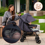Carucior sport, Lionelo, Elia, Cu plasa de tantari, Suport de picioare reglabil, Spatar ajustabil in 4 pozitii, Capotina XXL, Pliere tip umbrela, Capacitate 15 kg, 6 luni+, EN 1888, Verde grafit