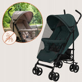 Carucior sport, Lionelo, Elia, Cu plasa de tantari, Suport de picioare reglabil, Spatar ajustabil in 4 pozitii, Capotina XXL, Pliere tip umbrela, Capacitate 15 kg, 6 luni+, EN 1888, Verde grafit