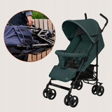 Carucior sport, Lionelo, Elia, Cu plasa de tantari, Suport de picioare reglabil, Spatar ajustabil in 4 pozitii, Capotina XXL, Pliere tip umbrela, Capacitate 15 kg, 6 luni+, EN 1888, Verde grafit