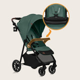 Carucior sport, Lionelo, Emma One, Cu tavita, Suport pahar, Plasa de tantari, Roti EVA, Maner reglabil, Pana la 22 kg, 6 luni+, Conform cu EN1888-1, Verde