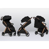 Carucior sport, Lionelo, Ingrid, Capotina impermeabila cu filtru UPF50+, Pana la 22 Kg, Spatar reglabil in 3 pozitii, Include suport pahar si plasa de tantari, Sistem pentru pliere automata, 6 luni+, Negru